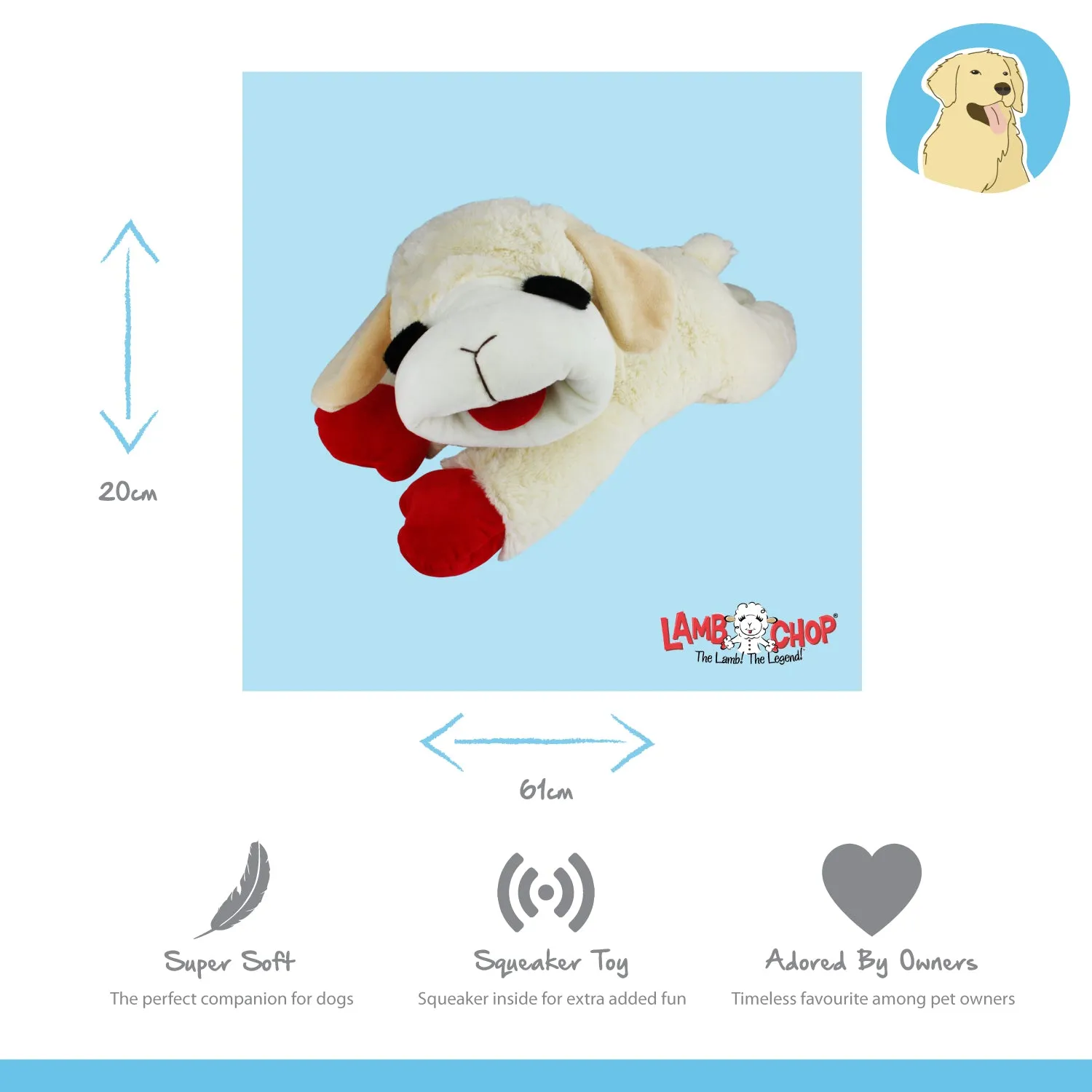 Nature First Lamb Chop pluche hond large met piep