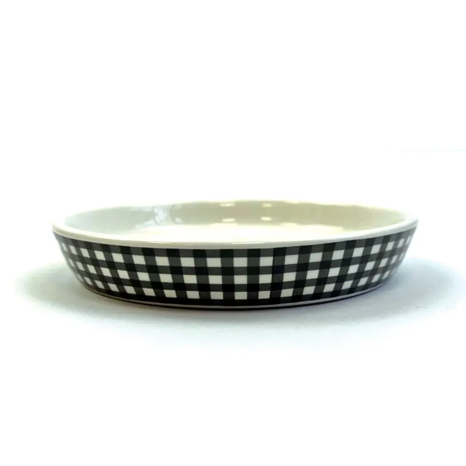 Nature First Tabby Patch voerbak 15cm zwart ruit