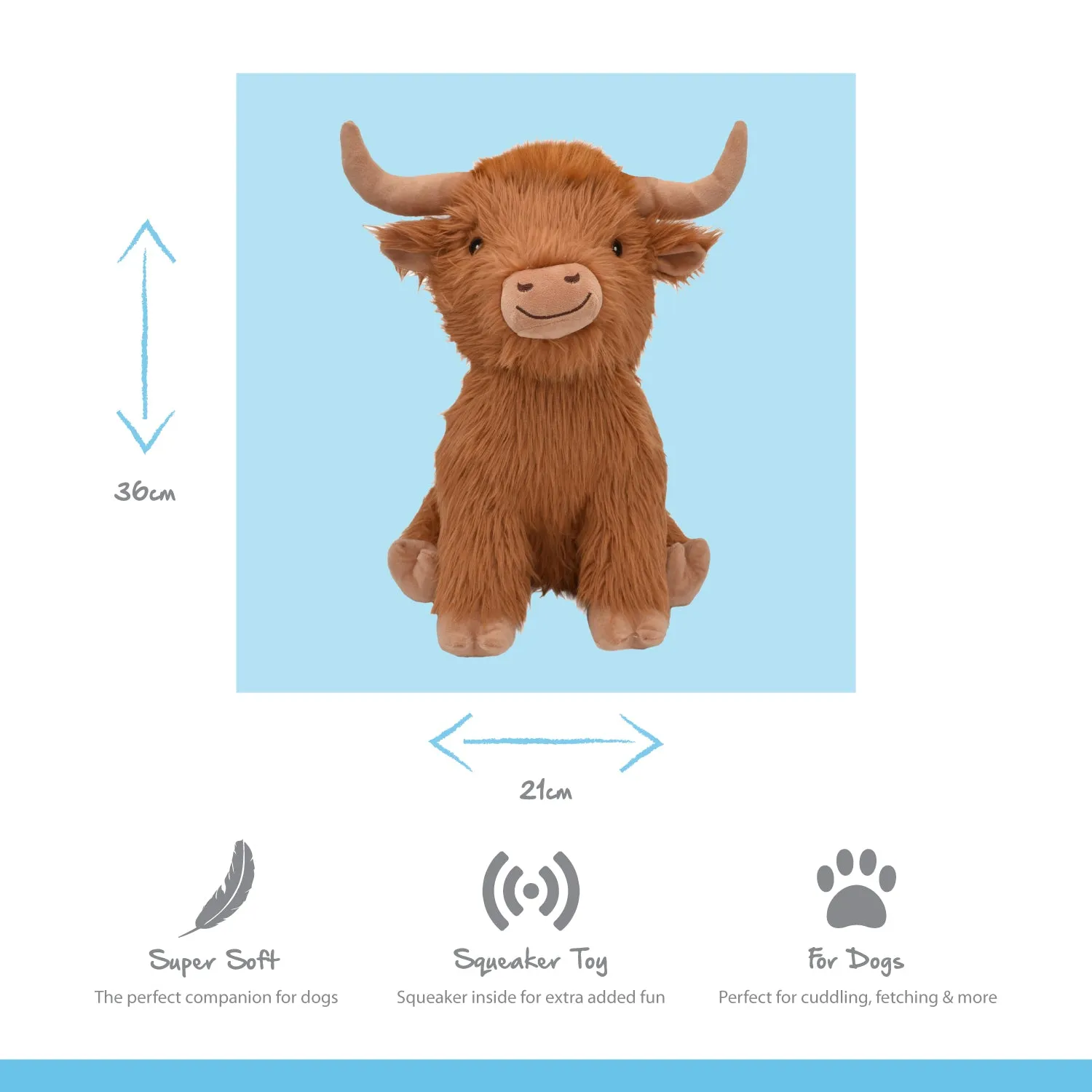Nature First Highland Cow Jumbo hondenknuffel bruin met piep