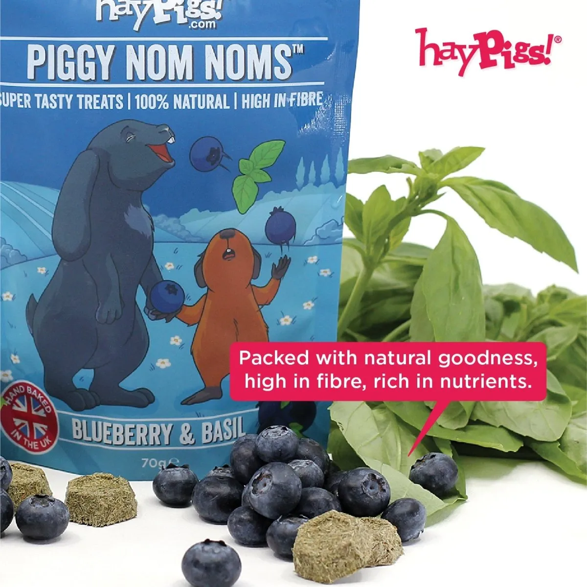 HayPigs Piggy Nom Noms snack 70g bosbes-basilicum