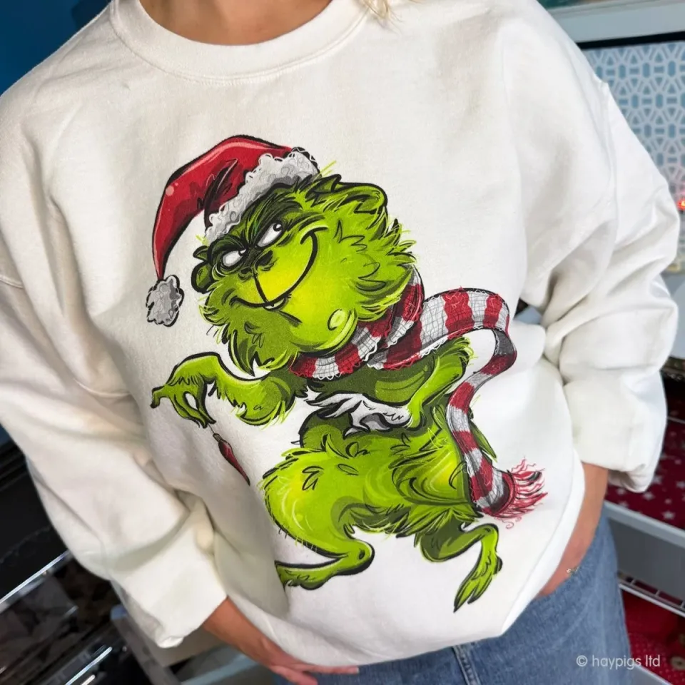HayPigs The Green Grump sweater unisex kerst katoen