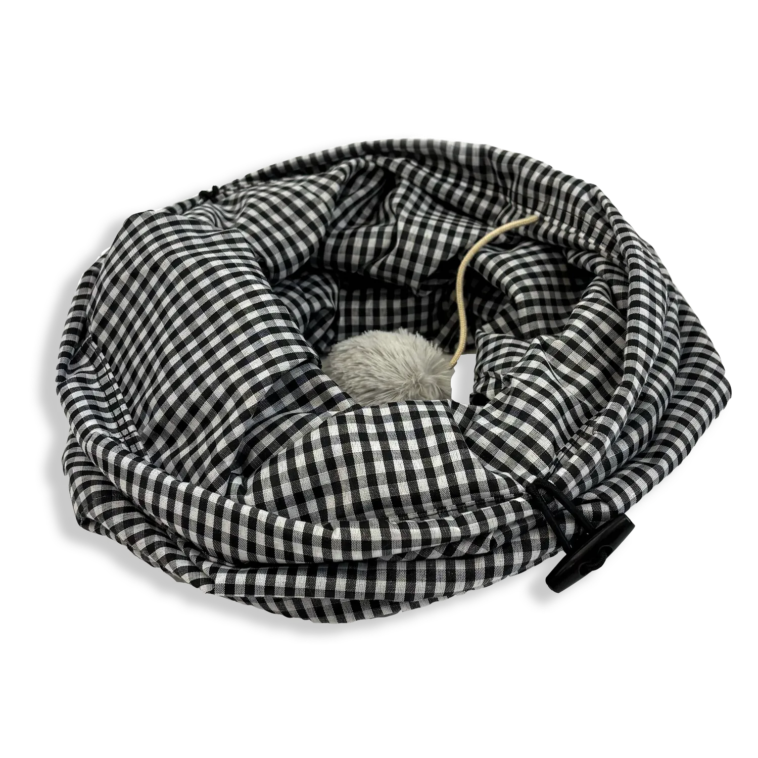 Nature First Tabby Patch Black Check kattentunnel met ritsel