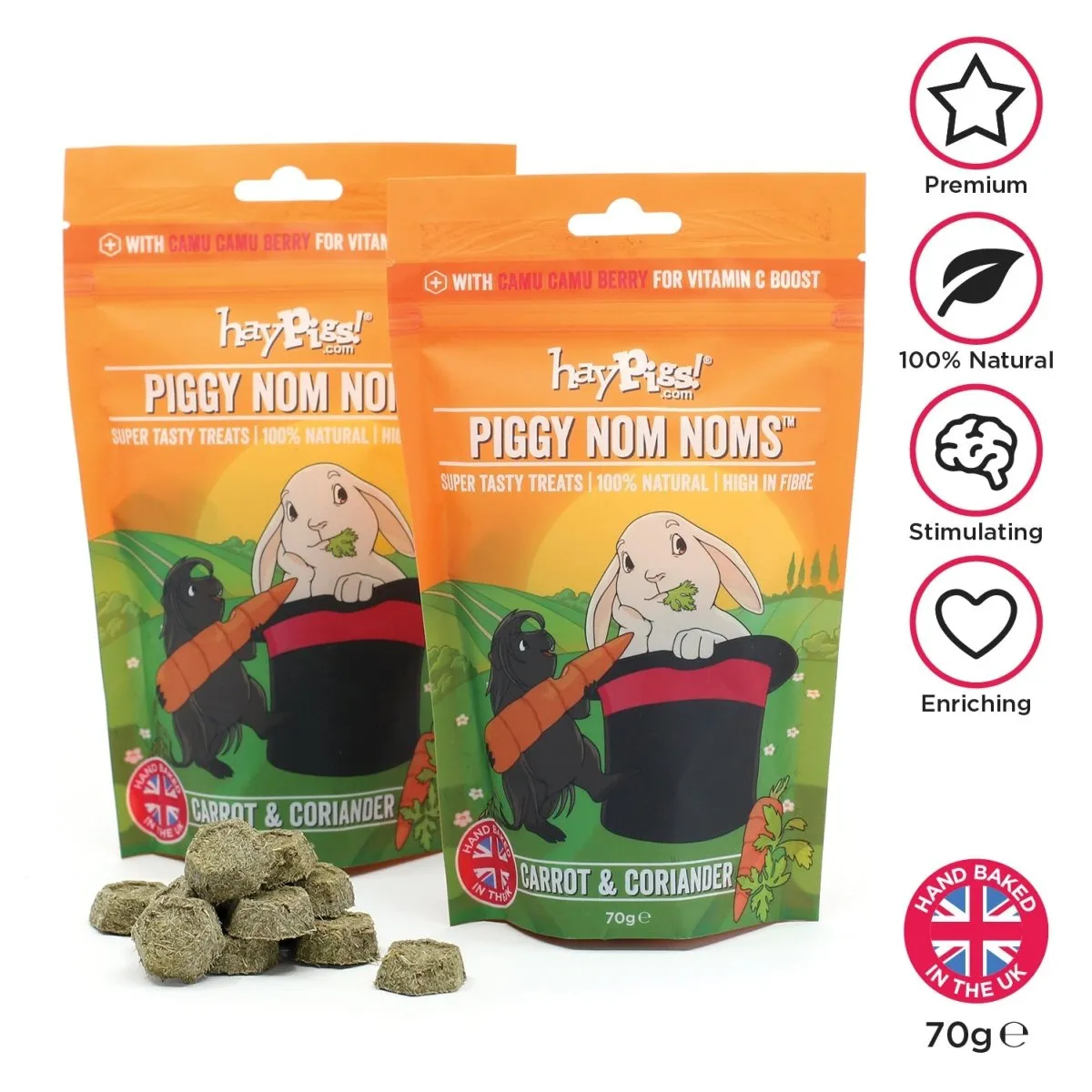 HayPigs Piggy Nom Noms snack wortel koriander 70g vezelrijk