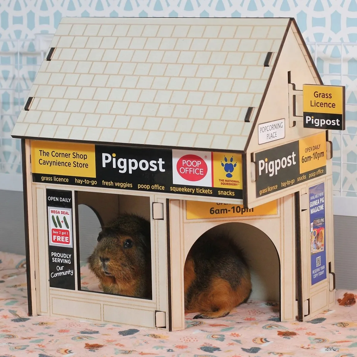 HayPigs Village Corner Shop schuilhuis hout 34x22x39