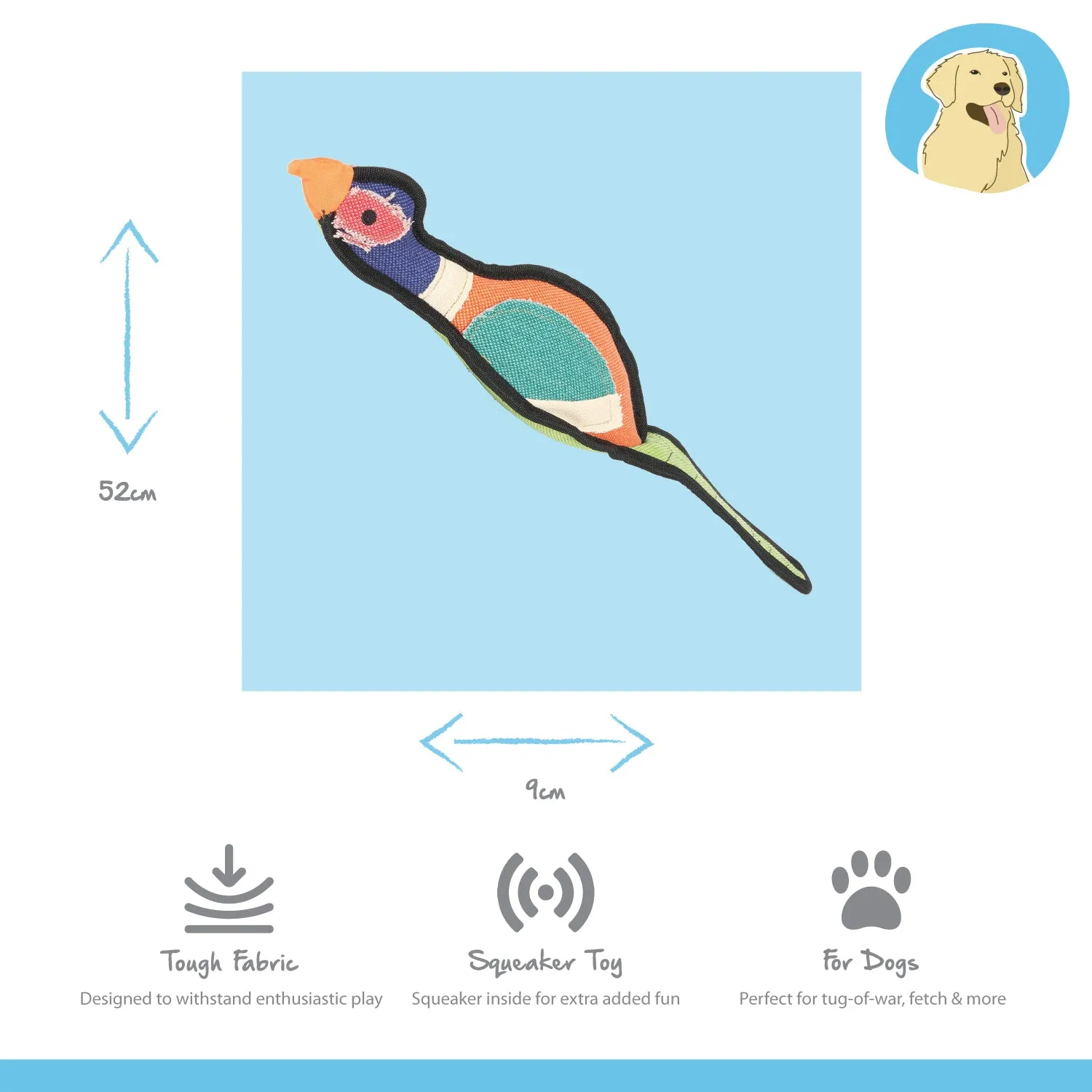 Nature First Gaudy Game Pheasant hondenspeelgoed met pieper stevig