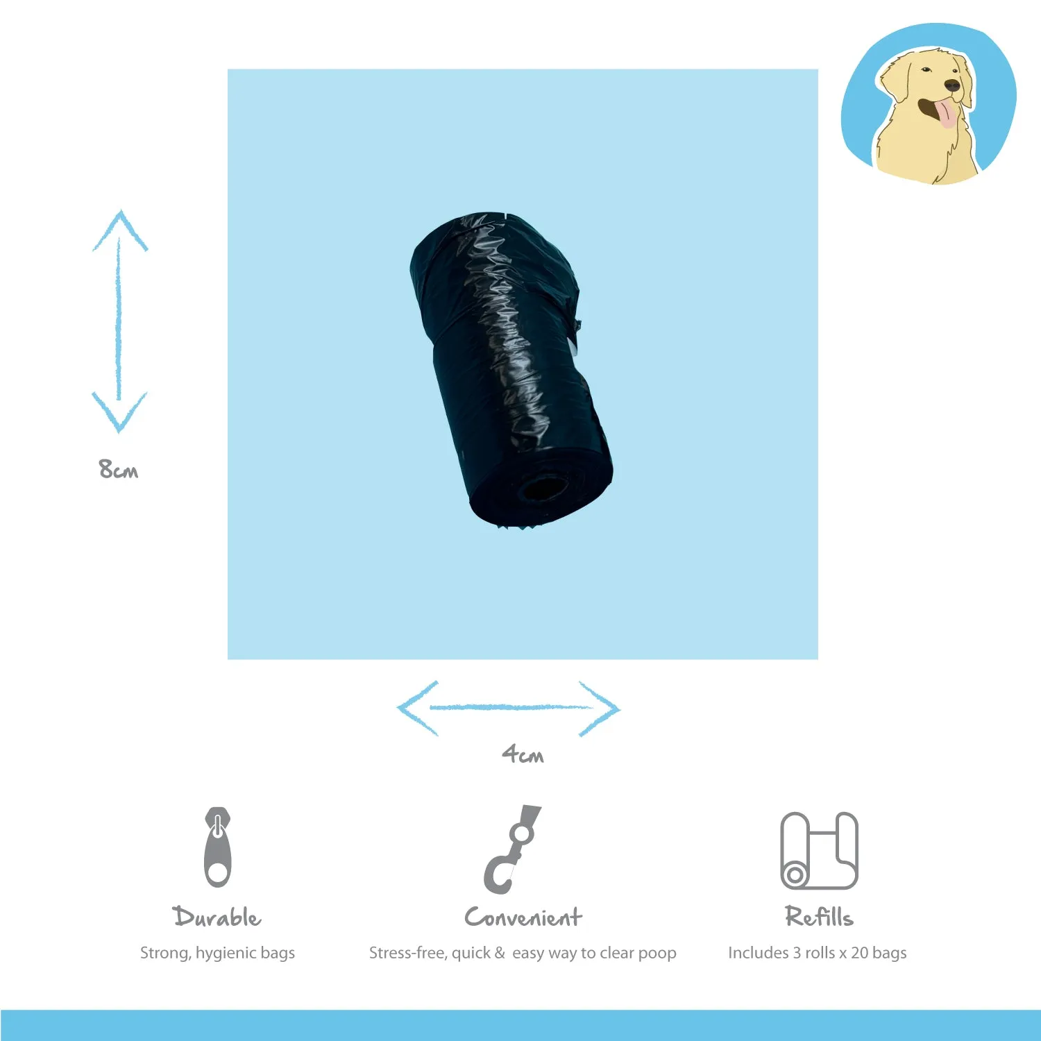 Nature First Dog Poo Bags poepzakjes met hengsel 20 stuks
