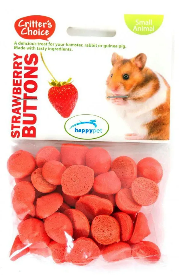 Critter's Choice Strawberry Buttons knaagdiersnack 40g aardbei
