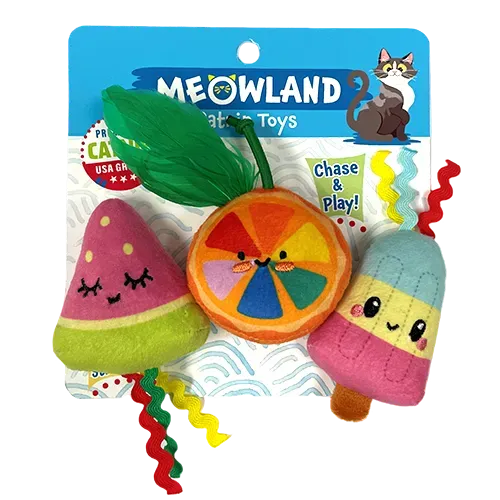 Natures Instinct Meowland Summer Plush Catnip 3 pk kattenspeelgoed