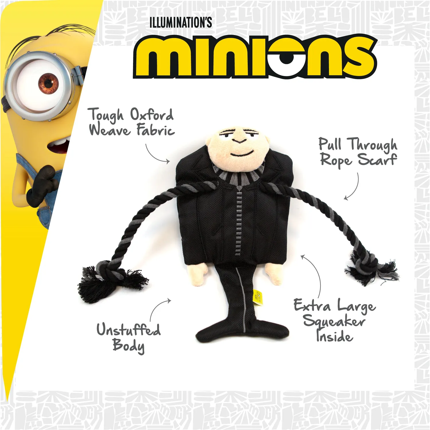 Minion Gru Rope Scarf hondenspeeltje touw 28 cm pieper