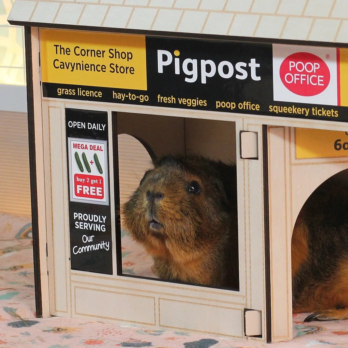 HayPigs Village Corner Shop schuilhuis hout 34x22x39