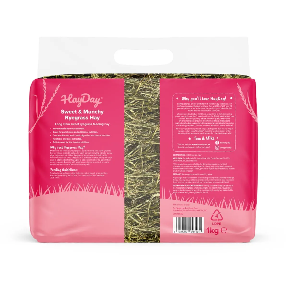 HayPigs HayDay Sweet & Munchy hooi 1kg zoet raaigras