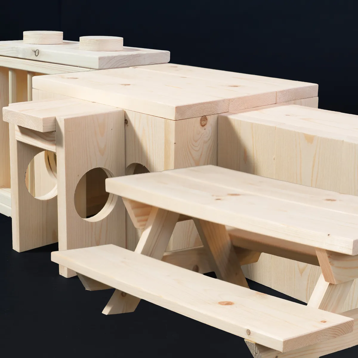 Jouw Cavia Picknicktafel M houten schuilplek vuren