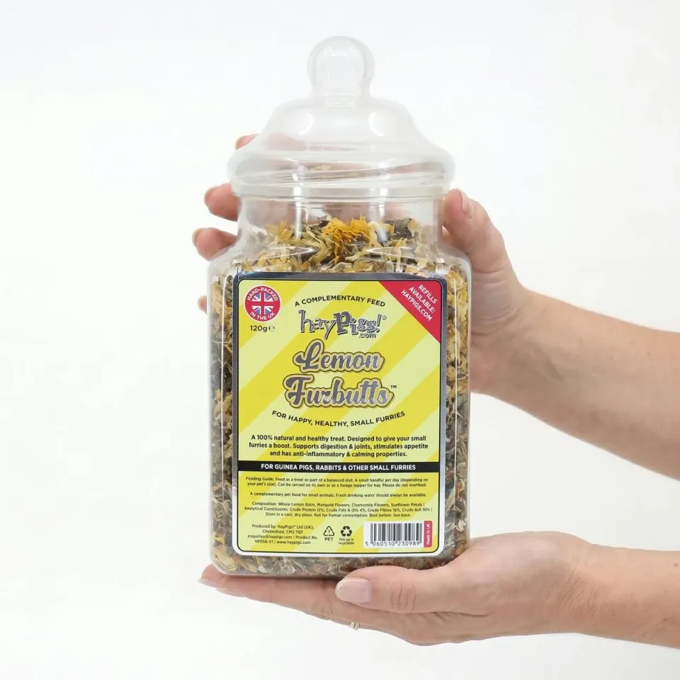 HayPigs Pig'n'Mix Lemon Furbutts snack 120g grote pot kruiden