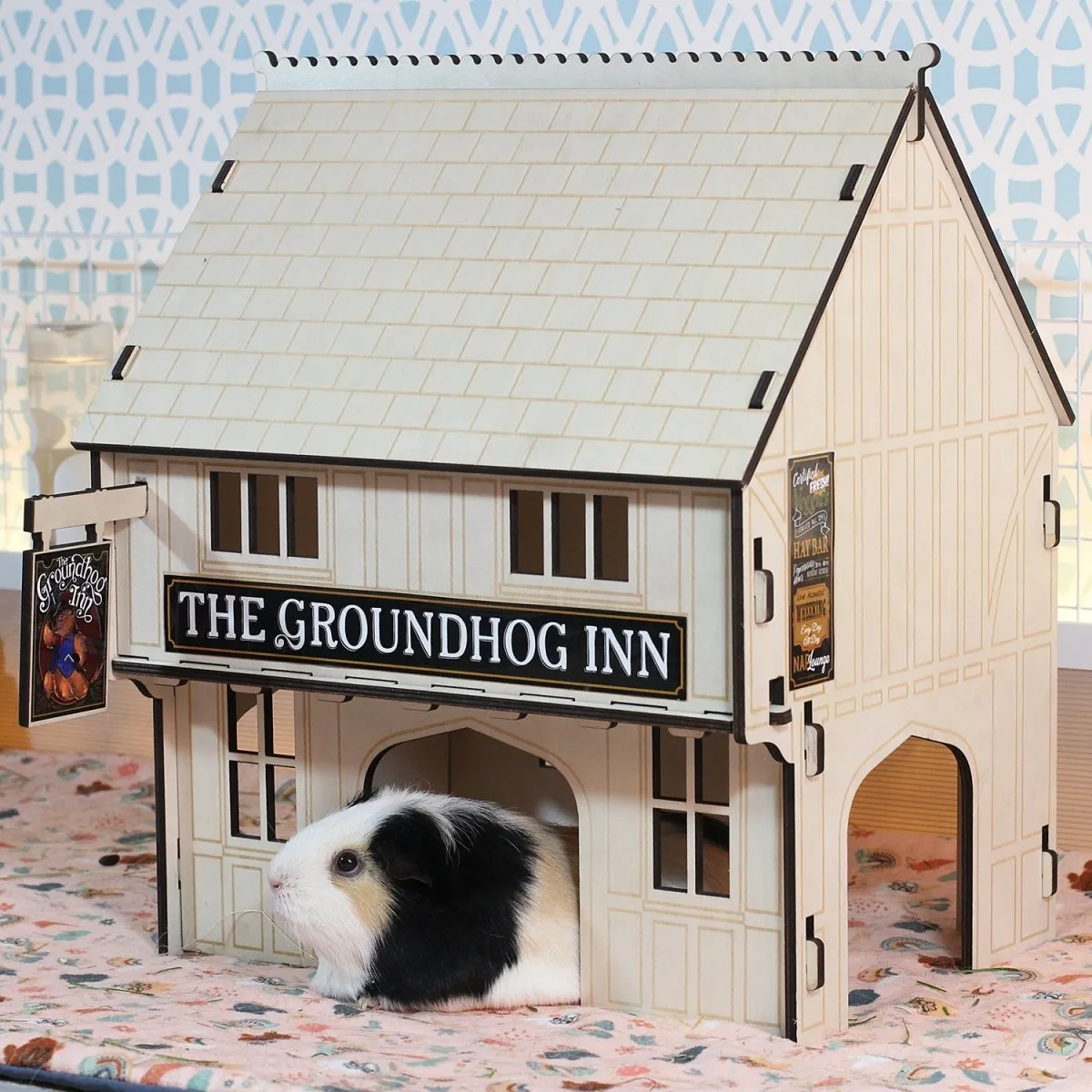 HayPigs Groundhog Inn schuilhuis hout knaagveilig dorpshuis
