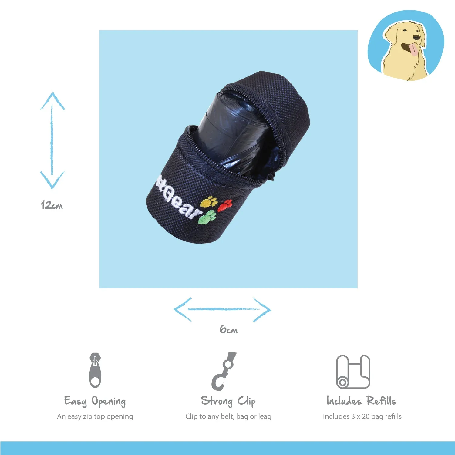 Nature First Dog Poo Bag Holder poepzakhouder met rits