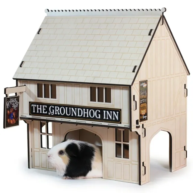 HayPigs Groundhog Inn schuilhuis hout knaagveilig dorpshuis