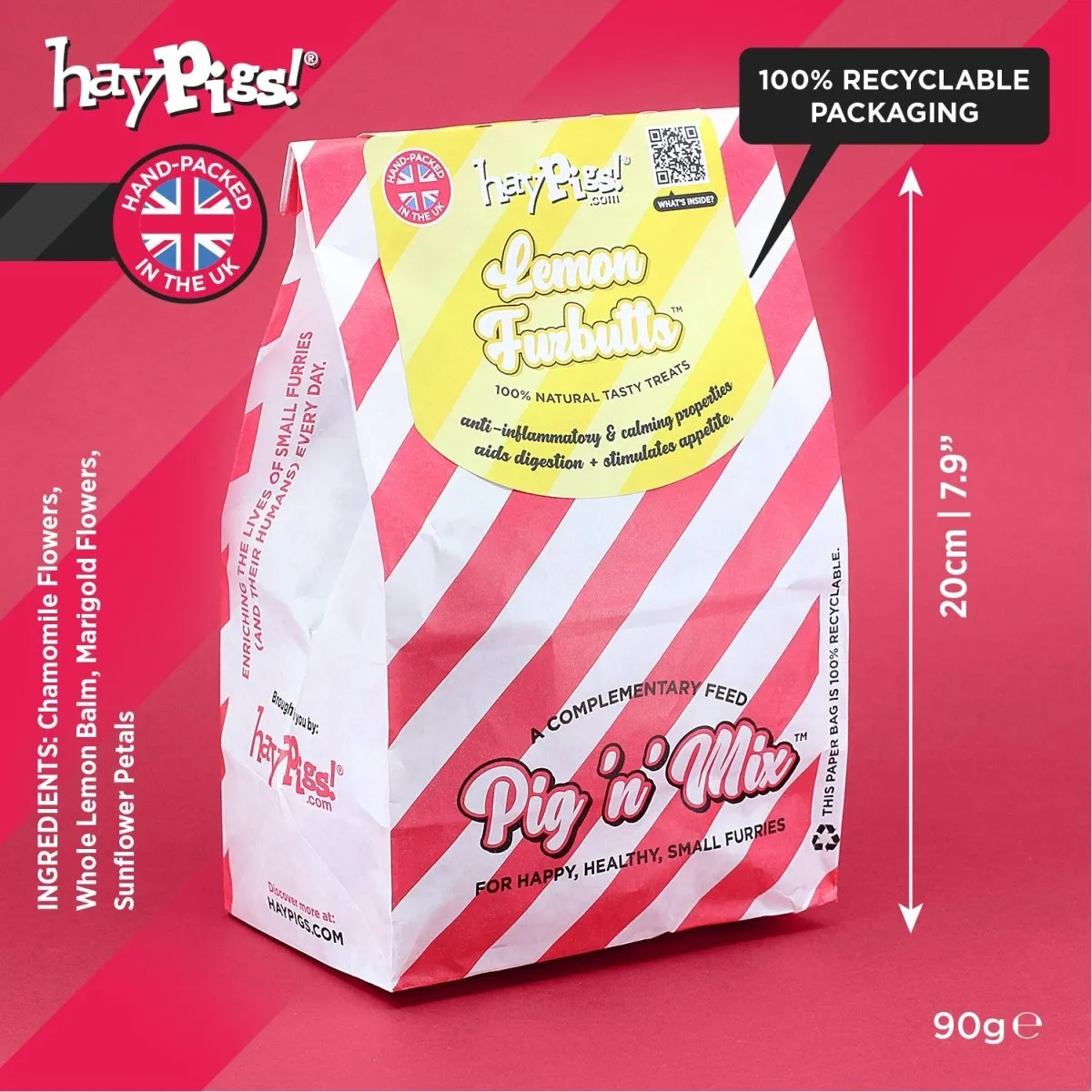 HayPigs Lemon Furbutts snack 90g citroen navulzak