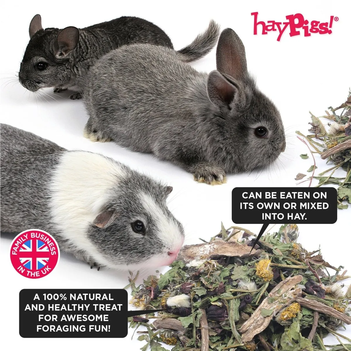 HayPigs Pig n Mix Dandelion & Burdock snackmix 150g vezelrijk
