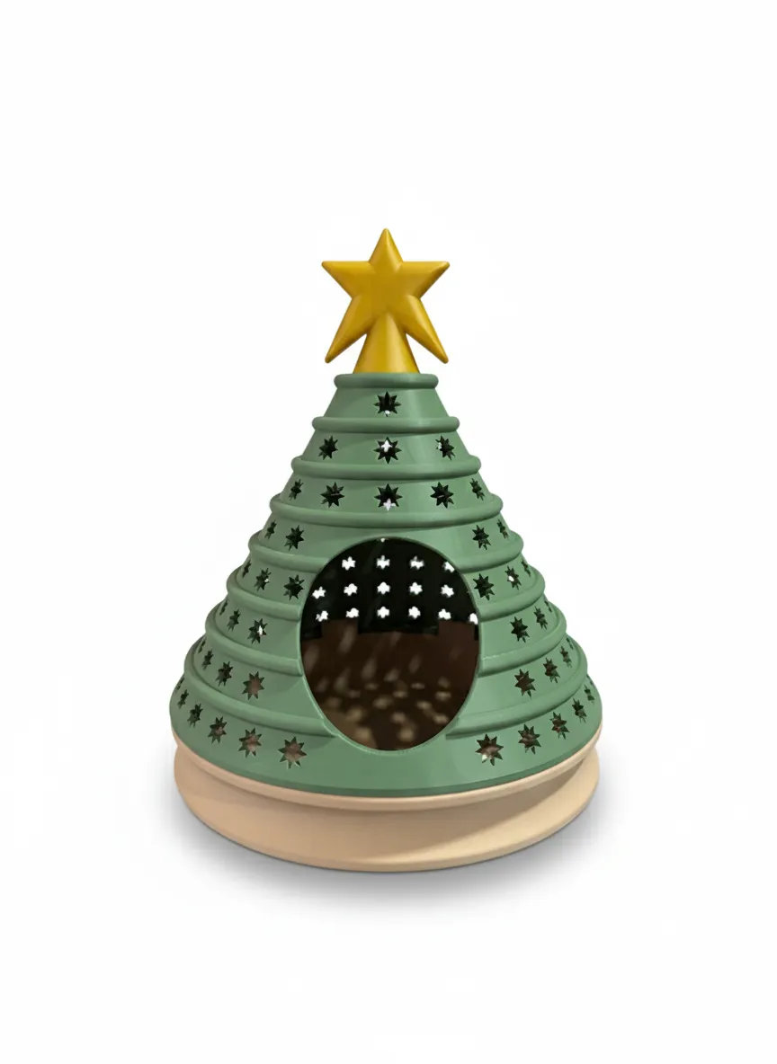 Niborprints Kerstboom huis goud groen 20x24 cm