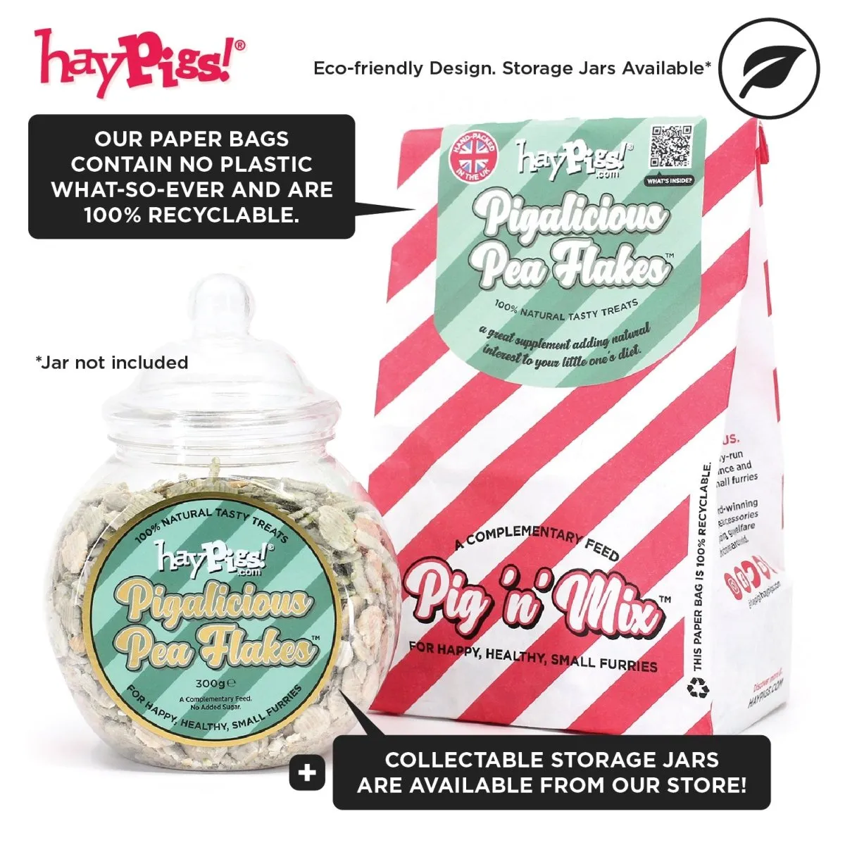 HayPigs Pig'n'Mix Erwtenvlokken snack 300g navulzak tam