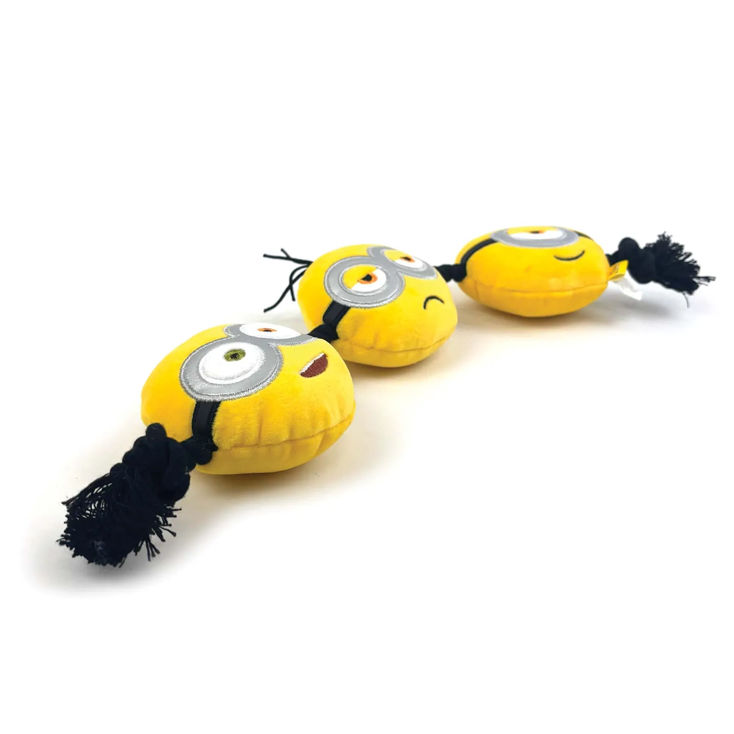 Nature First Minion 3-Head Rope Tug touwspeeltje met pieper