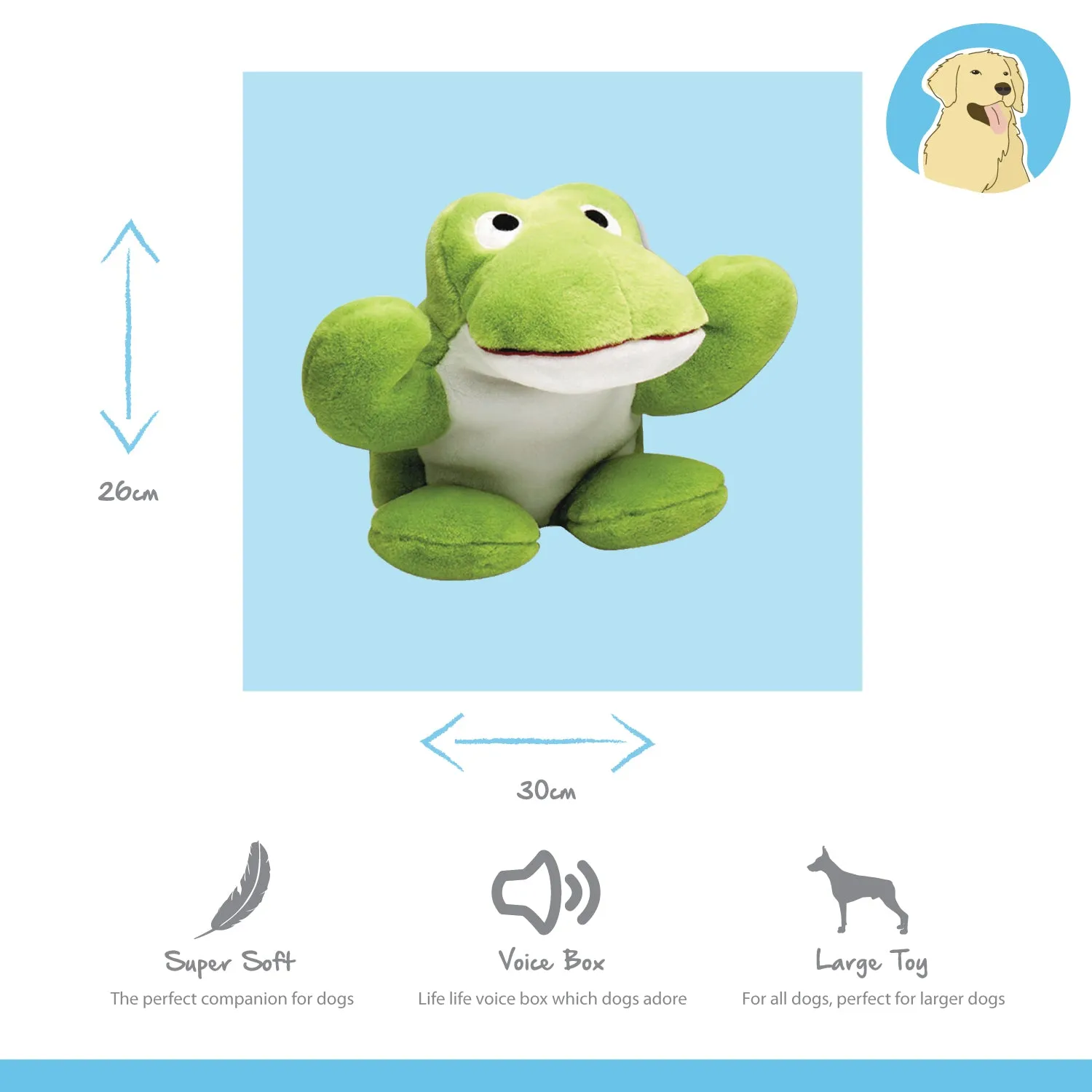 Nature First Big Buddie Fritz the Frog pluche hondenspeeltje met piep