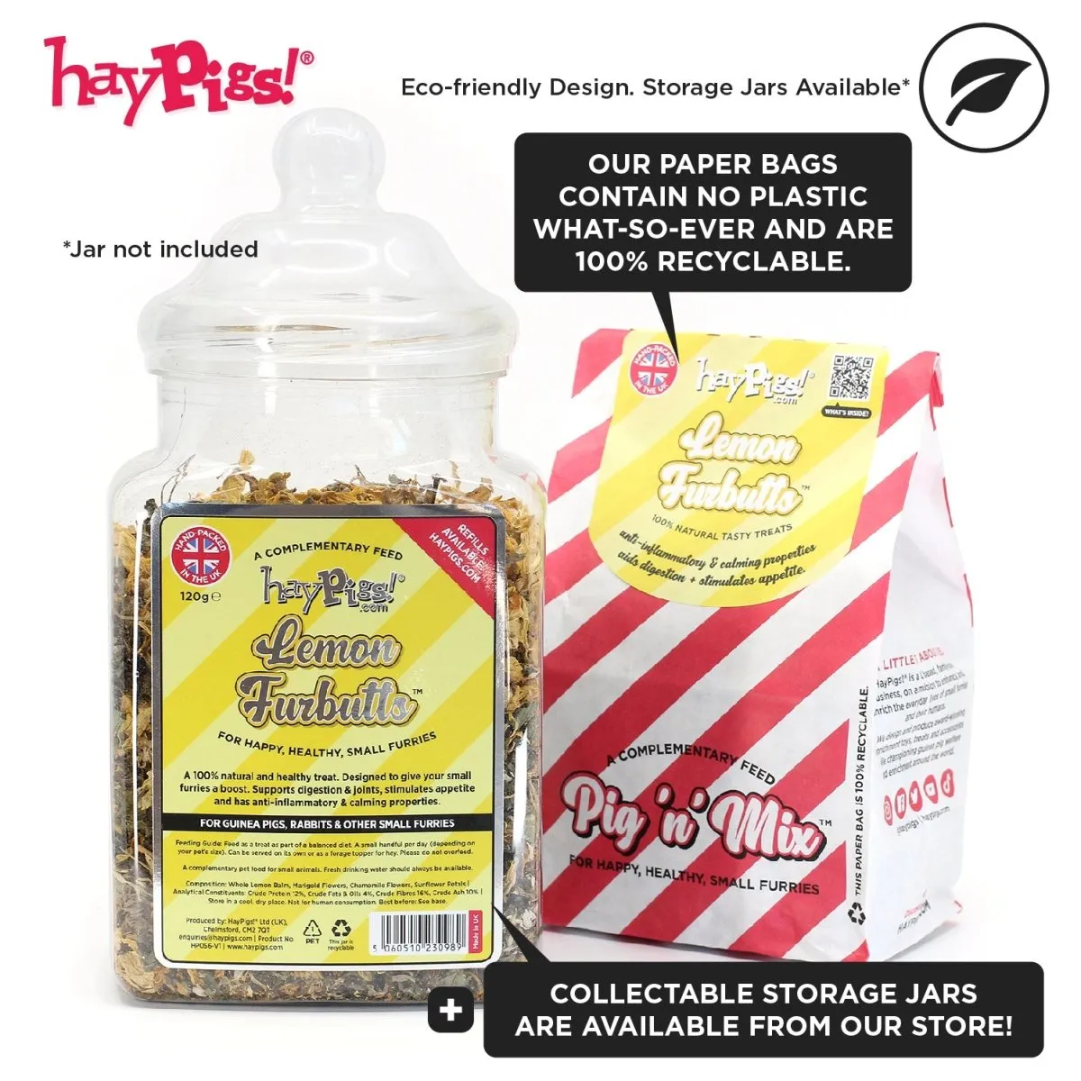 HayPigs Lemon Furbutts snack 90g citroen navulzak