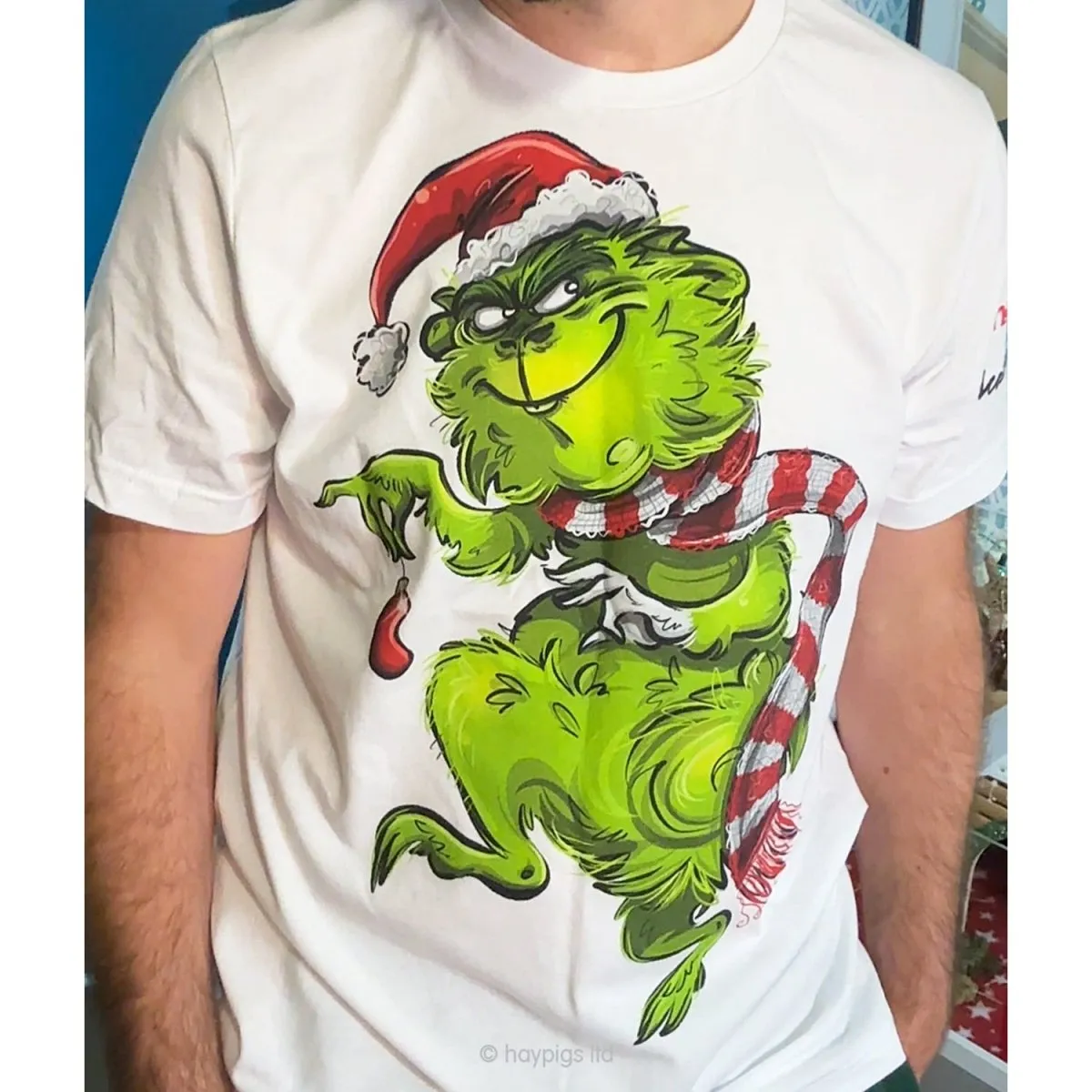 HayPigs The Green Grump T-shirt unisex kerst katoen