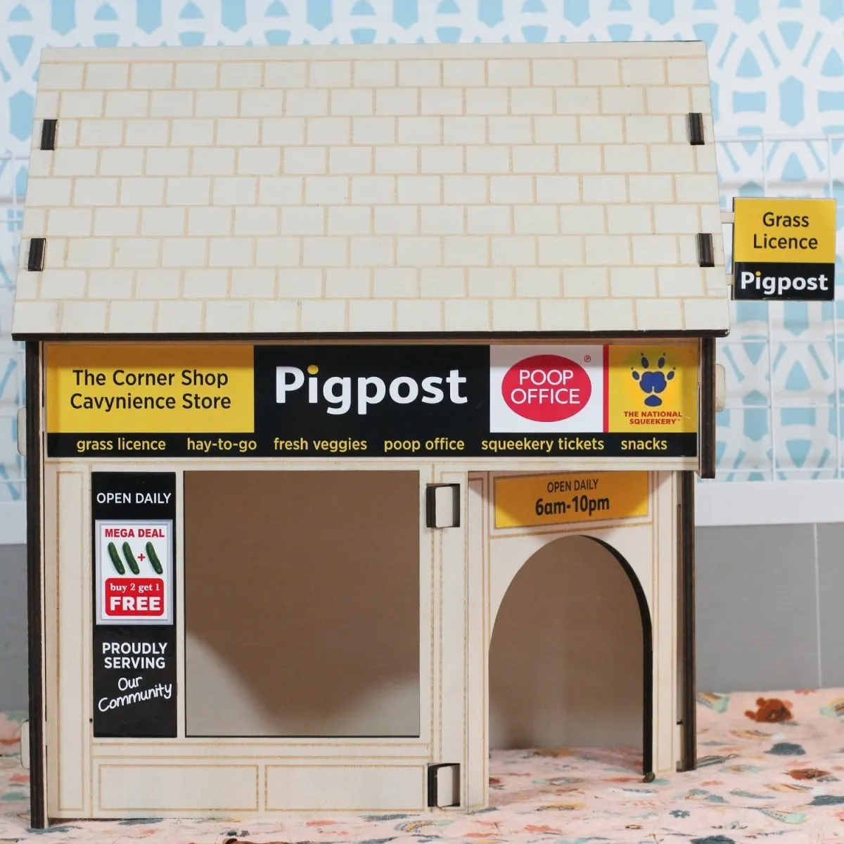 HayPigs Village Corner Shop schuilhuis hout 34x22x39