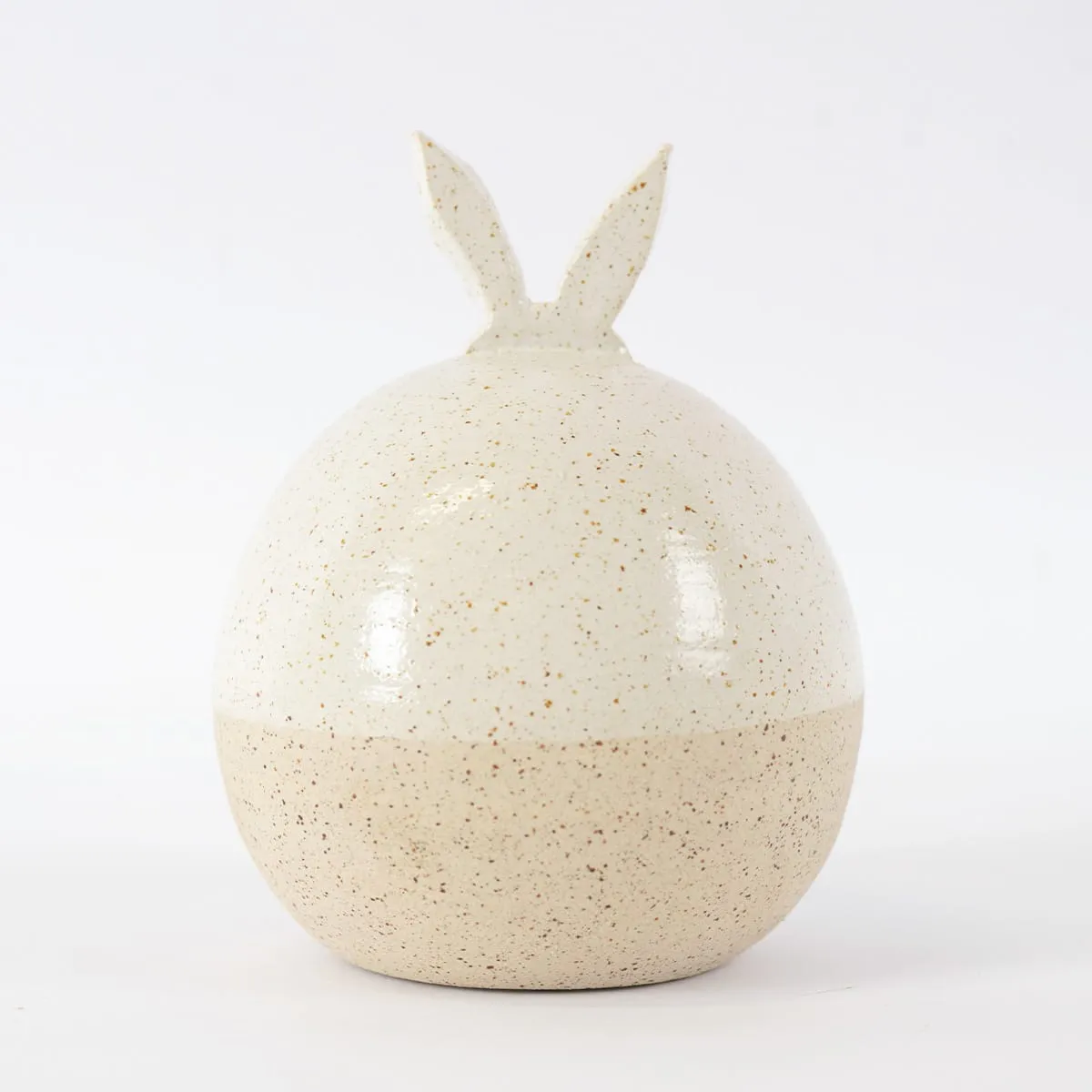 Jouw Konijn Originals Urn handgedraaid wit spikkelklei gedenkurn