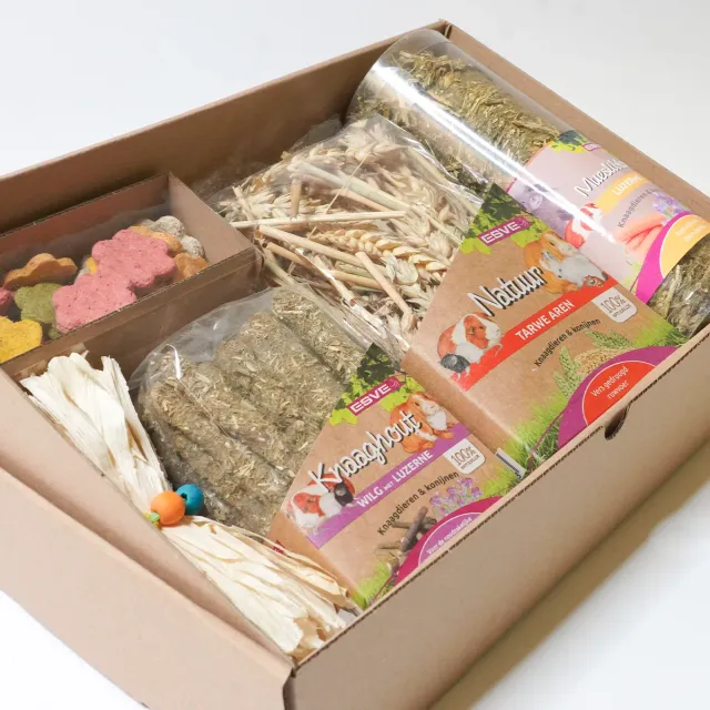 Jouw Konijn Fibre Feast snackbox vezelrijke traktatiebox