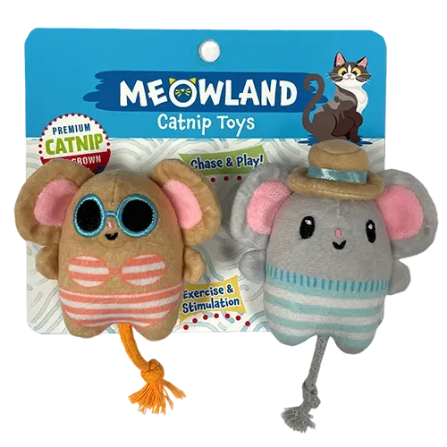 Natures Instinct Meowland Beach Mouse kattenspeelgoed catnip 2 stuks