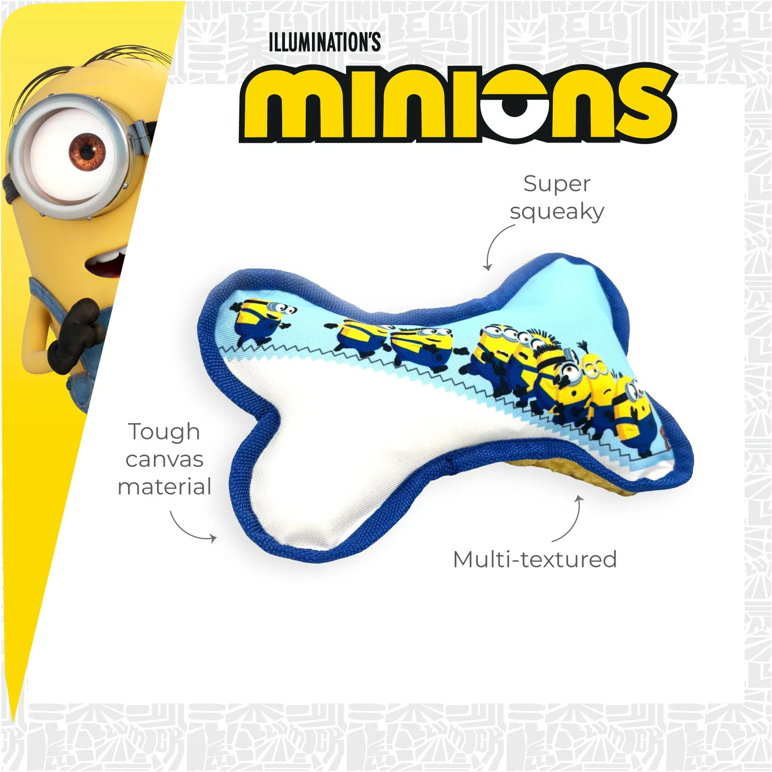 Nature First Minion Canvas Bone hondenbot pluche met pieper