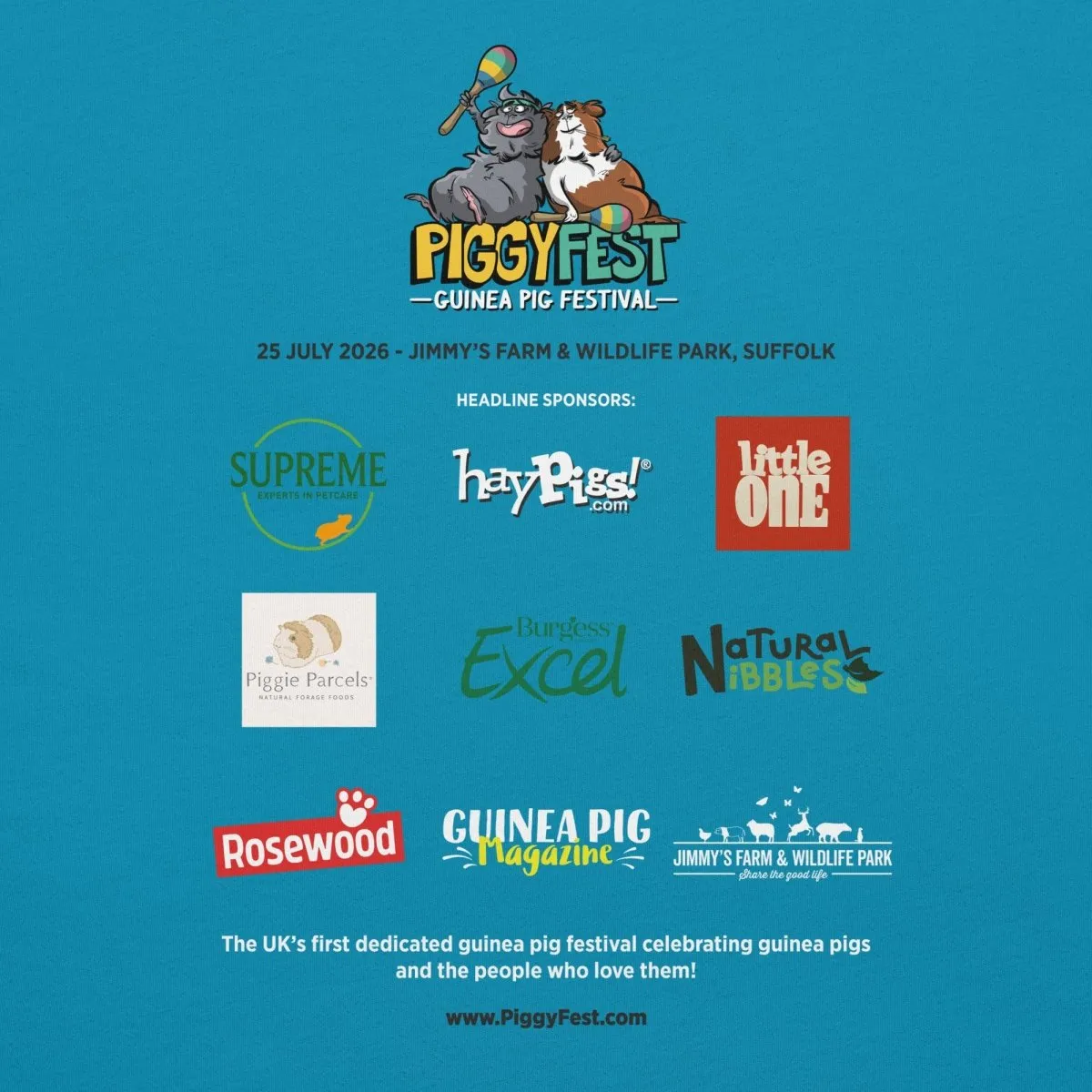 HayPigs Piggy Fest 2026 t-shirt blauw katoen unisex festival