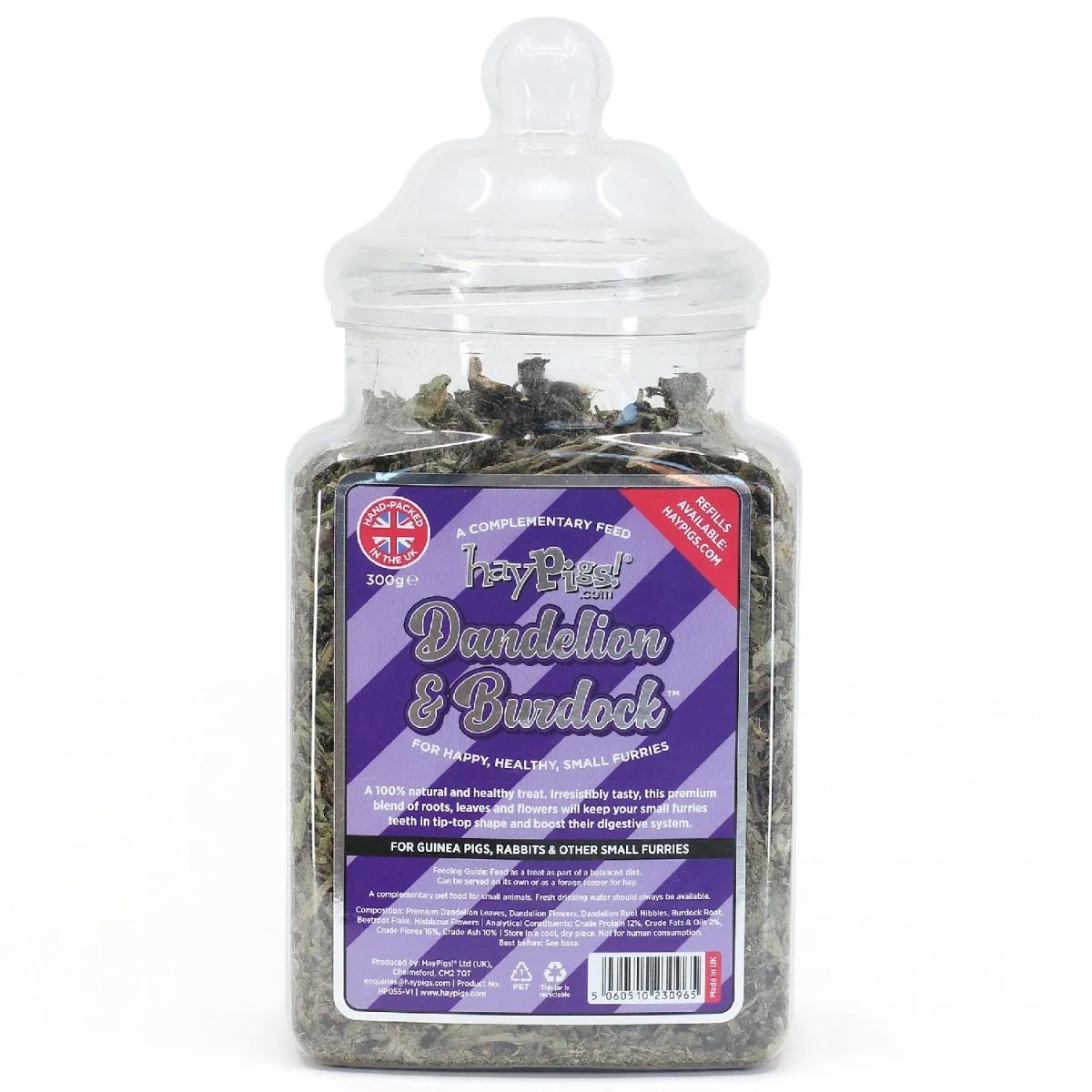 HayPigs Pig n Mix Dandelion Burdock snack 300g pot