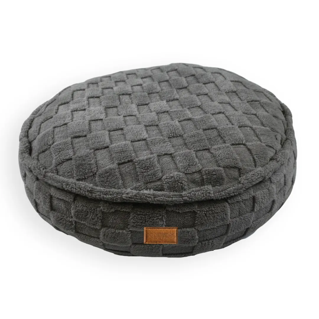 Nature First Checkra ligkussen huisdier 60 cm grijs