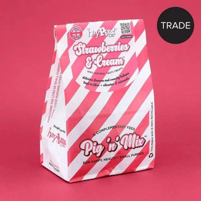 HayPigs Strawberries & Cream snack 100g aardbei navulzak