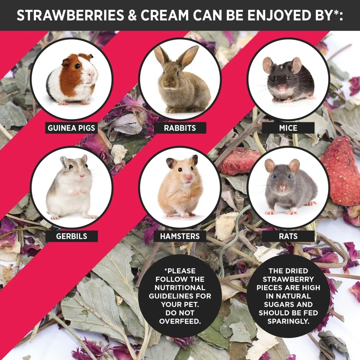 HayPigs Strawberries & Cream snack 100g aardbei navulzak
