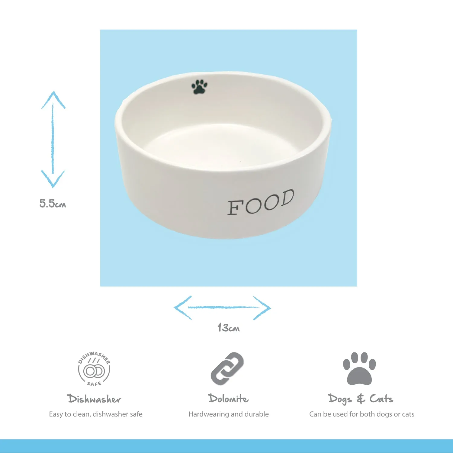 Nature First Paw Print voerbak dolomiet met pootafdruk