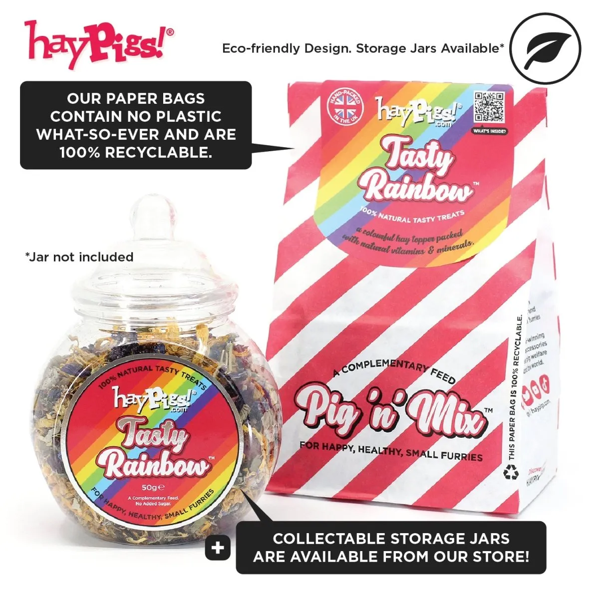 HayPigs Pig n Mix Tasty Rainbow snack 100g navulzak bloemen