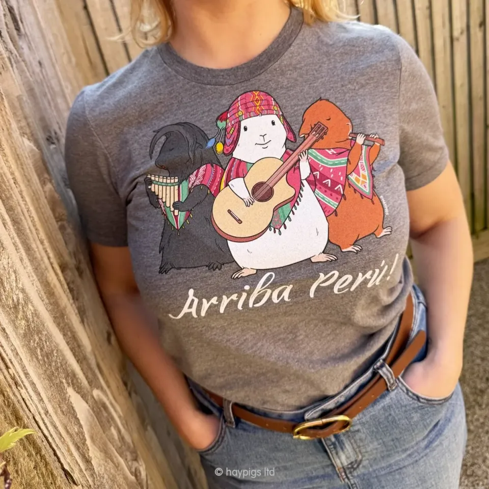 HayPigs Arriba Peru T-shirt cavia unisex grijs triblend