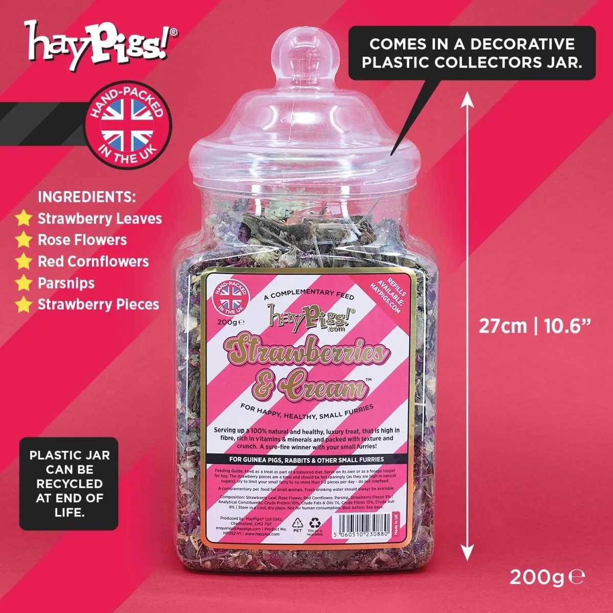 HayPigs Pig n Mix Strawberries Cream snack 200g grote pot