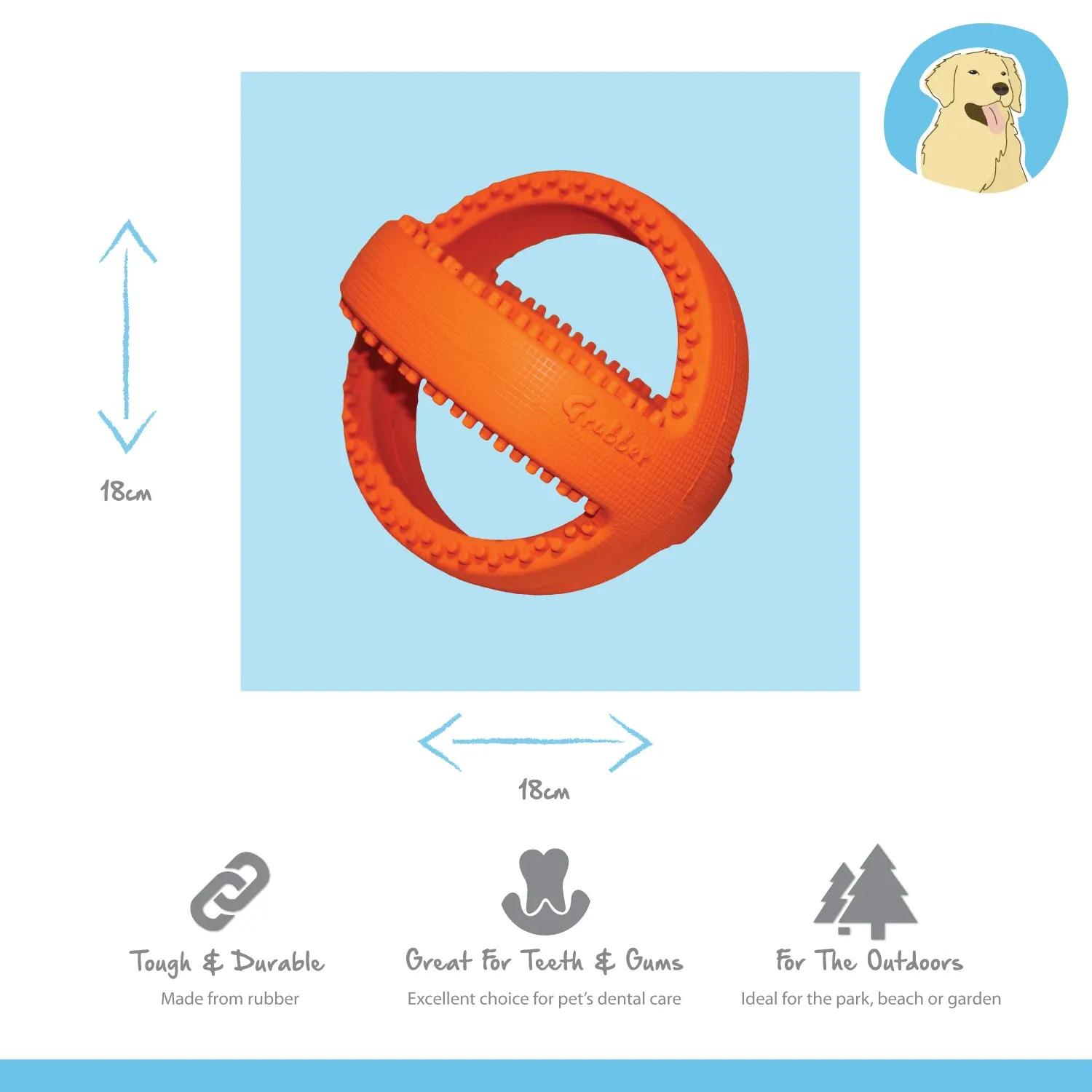 Nature First Grubber Tough Football hondenspeelbal rubber