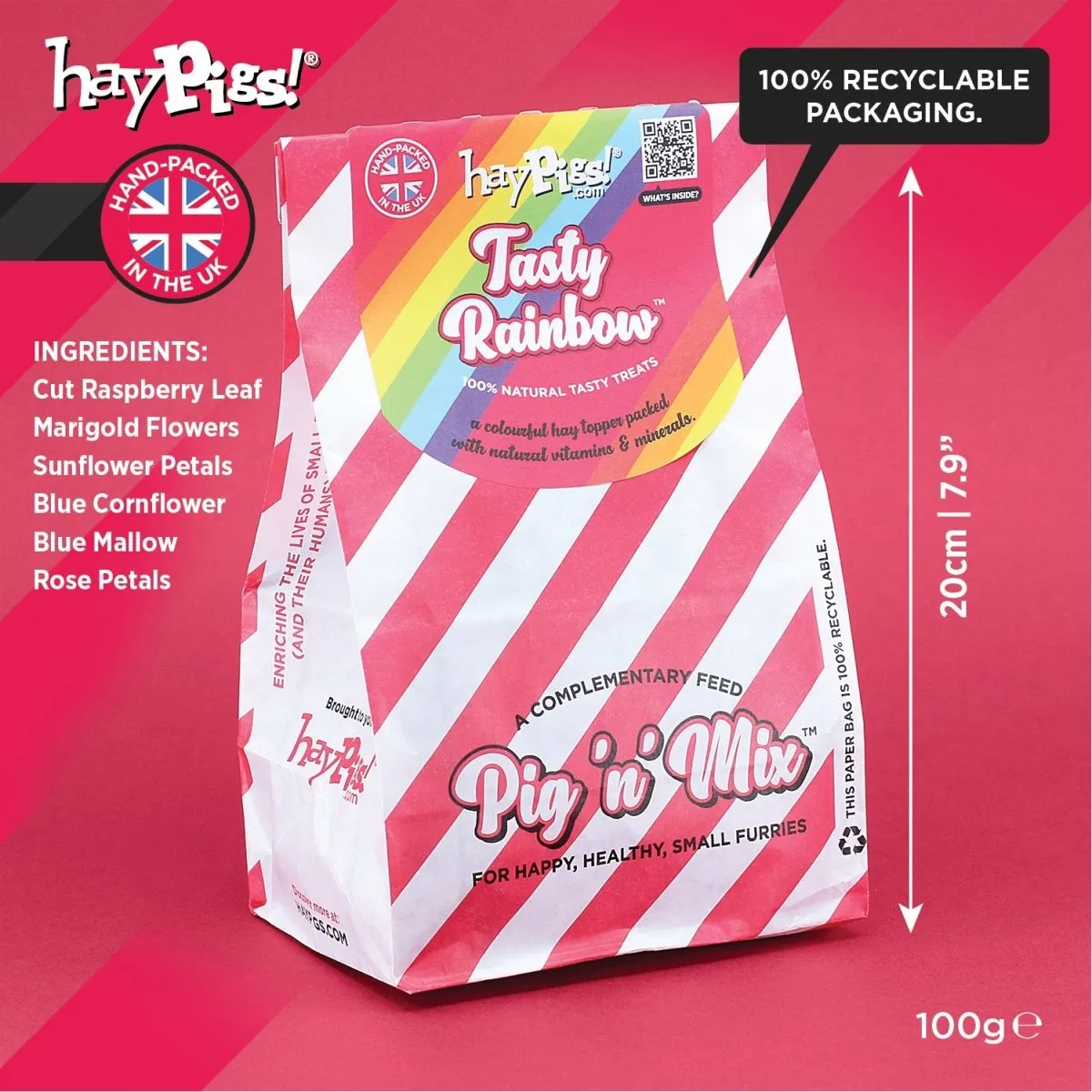 HayPigs Pig n Mix Tasty Rainbow snack 100g navulzak bloemen