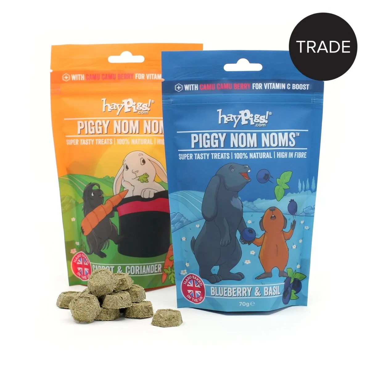 HayPigs Piggy Nom Noms snacks 20x70g bosbes wortel vezel