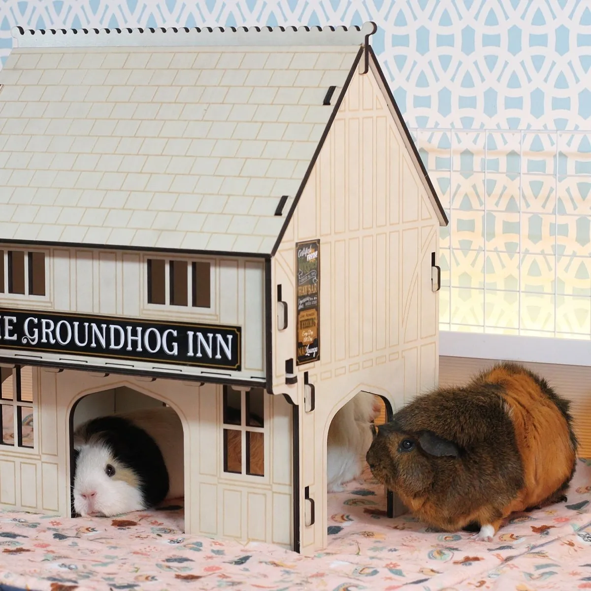 HayPigs Groundhog Inn schuilhuis hout knaagveilig dorpshuis