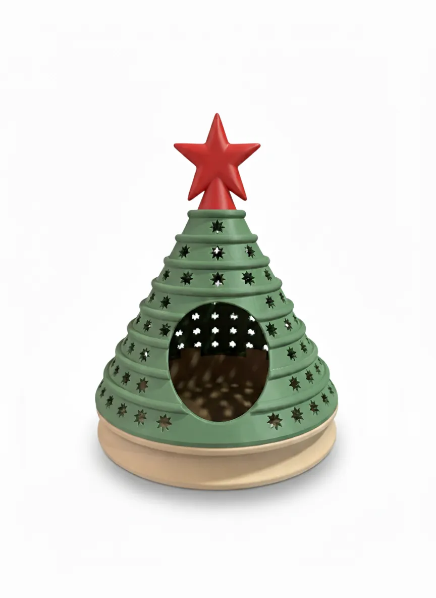 Niborprints Kerstboom huis goud groen 20x24 cm