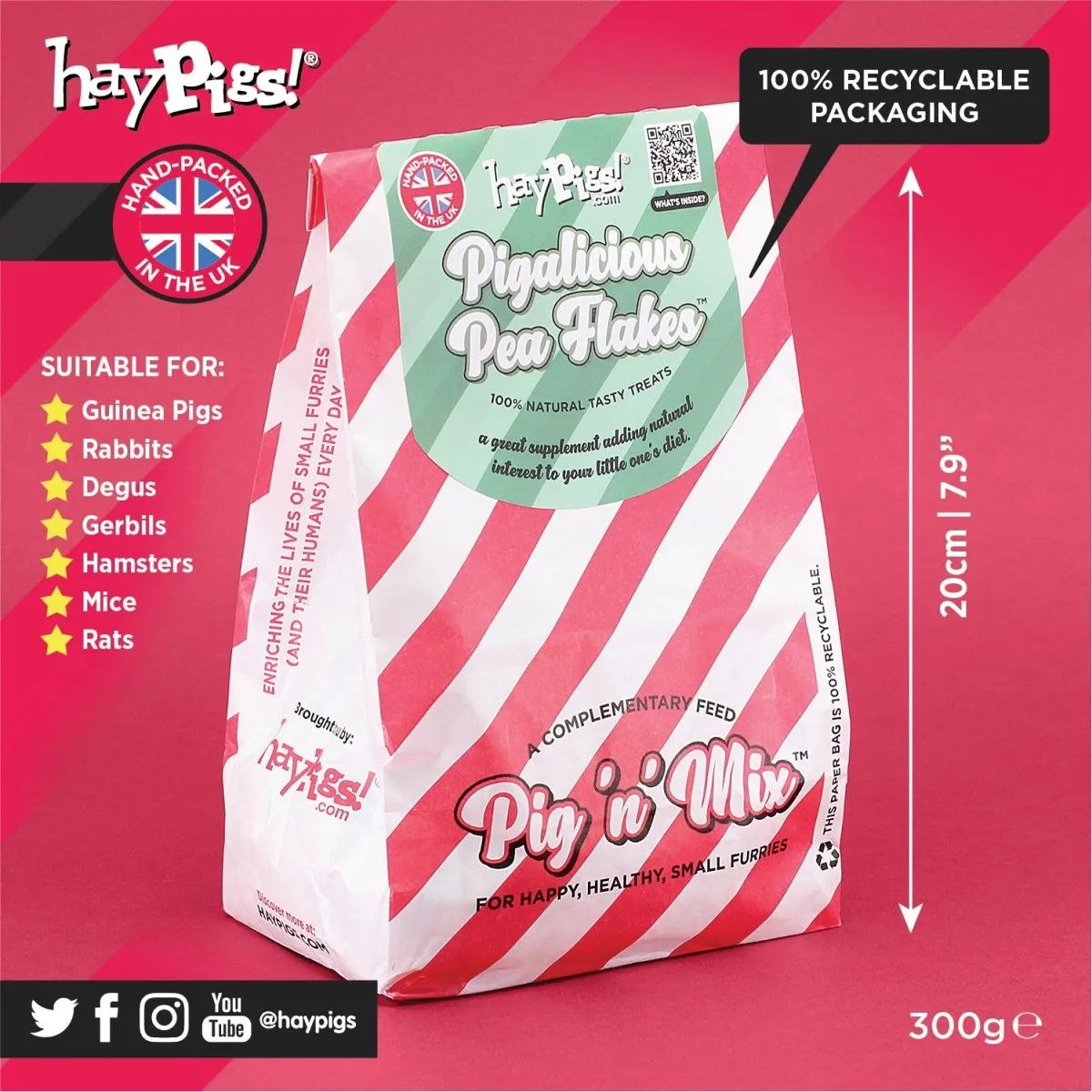 HayPigs Pig'n'Mix Erwtenvlokken snack 300g navulzak tam