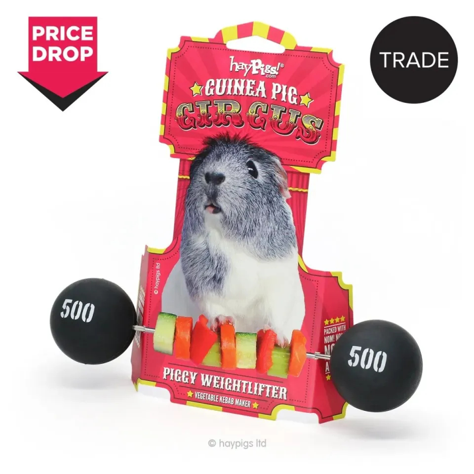 HayPigs Piggy Weightlifter groentespies cavia 21,5 cm horizontaal