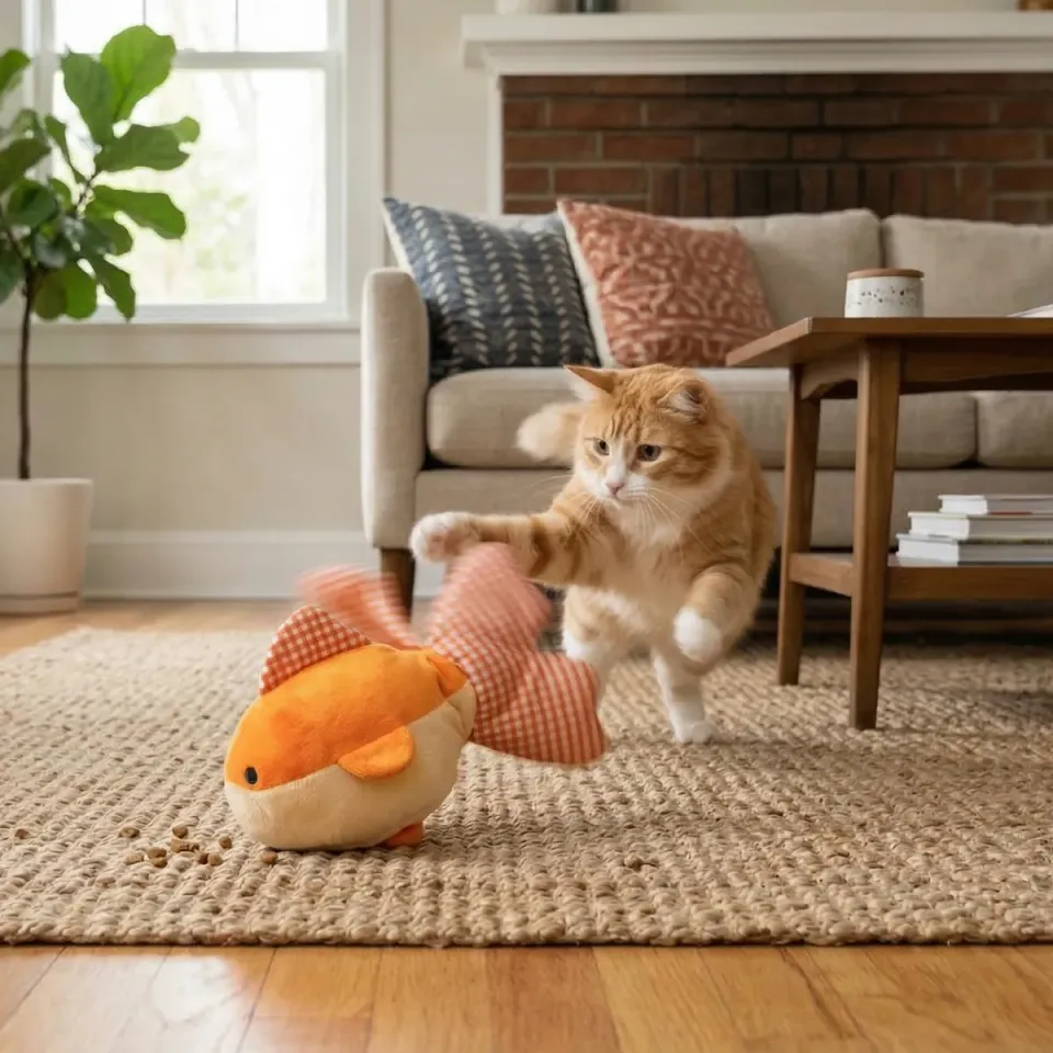 Tabby Patch Flippy Goldfish kattenspeeltje bewegend kraakvis